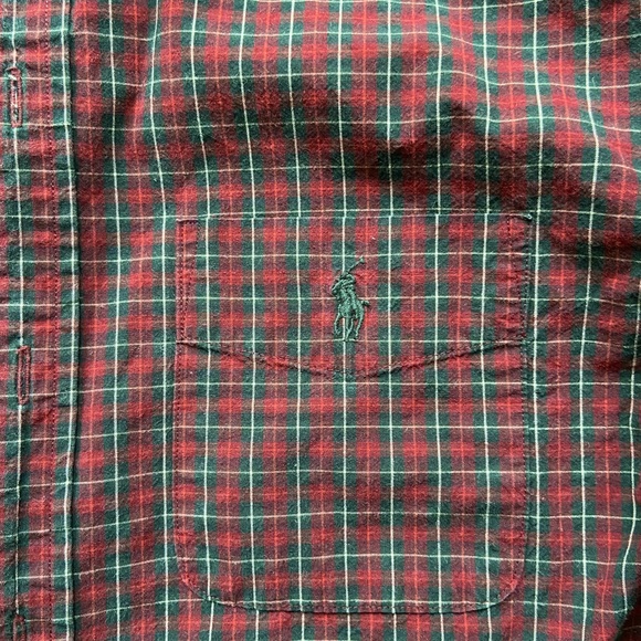 Big Kids Red & Green Polo Buttondown Great for Christmas Thanksgiving - Picture 4 of 5